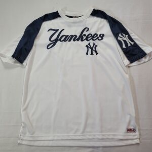 NY Yankees Shirt Mens Large Y2K White Blank Embroidered
